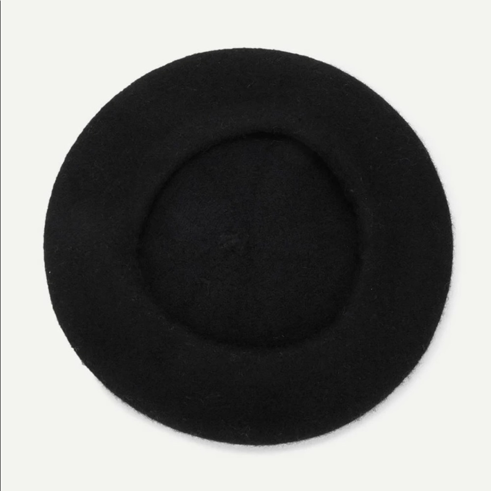 classic french beret hat black felt fall winter - Picture 15 of 16